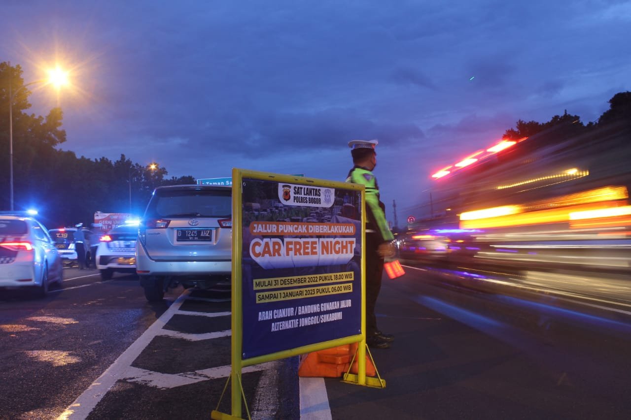 Car Free Night Tahun Baru 2026, Jalur Puncak Dibuka Normal Kamis Pagi