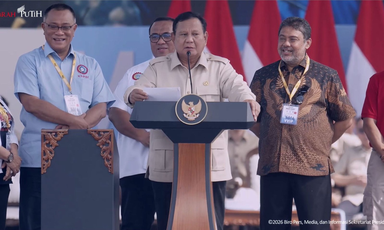 Buruh May Day di Monas Harap Kebijakan Prabowo Berlanjut