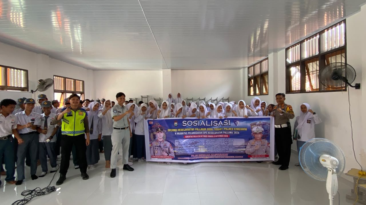 PT Jasa Raharja (Persero) Cabang Parepare Melaksanakan Sosialisasi Operasi Keselamatan Pallawa Bersama Satlantas dan Dinas Perhubungan di SMA Muhammadiyah Enrekang
